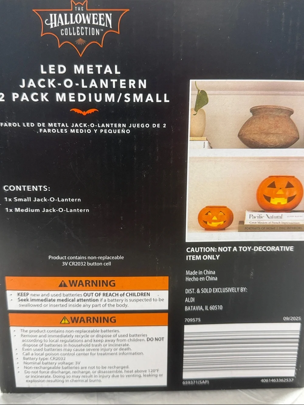 Halloween Collection LED Metal Jack-O-Lantern 2-Pack - Orange